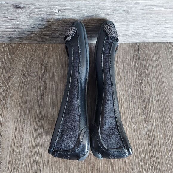 Coach Saundra Flats Black Monogram Logo Bow Size 9.5 - Picture 6 of 7